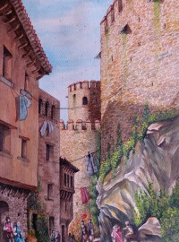 Calle Baja Iglesia and Torre de las Escalas c16th century.