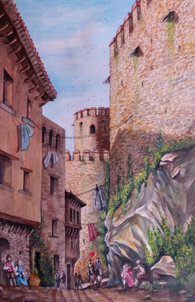 Calle Baja Iglesia and Torre de las Escalas c16th century.